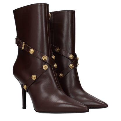 Versace Medusa Biggie Chocolate Leather Ankle Boots