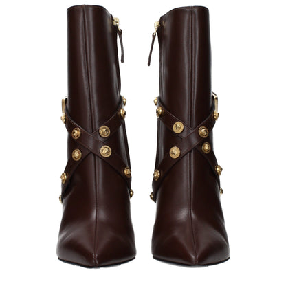 Versace Medusa Biggie Chocolate Leather Ankle Boots
