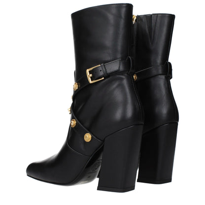 Versace Pin-Point Black Leather Ankle Boots