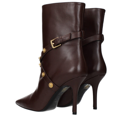 Versace Medusa Biggie Chocolate Leather Ankle Boots