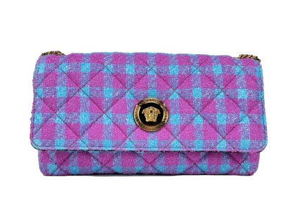 Versace Greca Black and Gold Wool Lurex Shoulder Bag