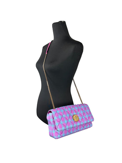 Versace Greca Black and Gold Wool Lurex Shoulder Bag