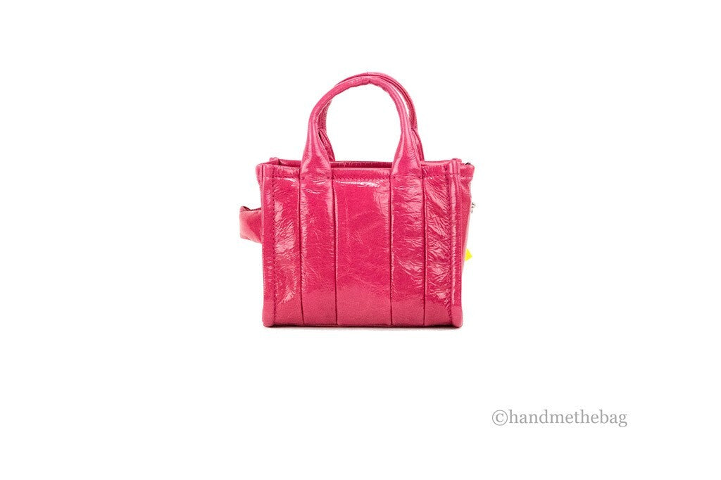 Marc Jacobs The Shiny Crinkle Micro Tote Magenta Patent Leather Crossbody Bag