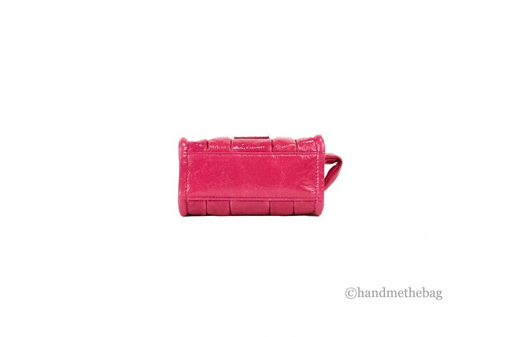 Marc Jacobs The Shiny Crinkle Micro Tote Magenta Patent Leather Crossbody Bag