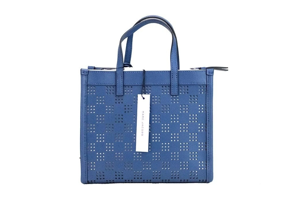 Marc Jacobs The Mini Grind Blue Sea Perforated Leather Crossbody Tote