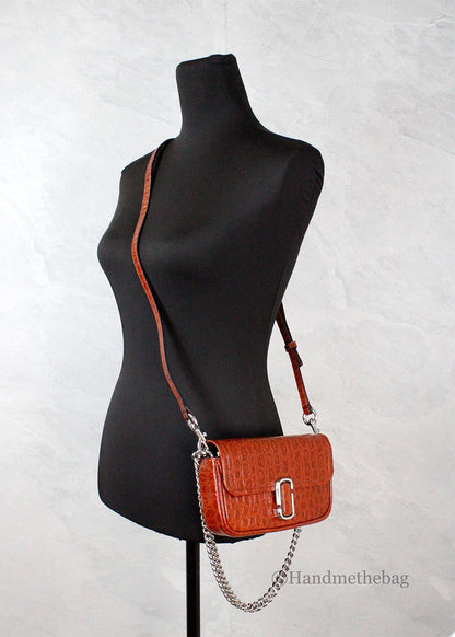 Marc Jacobs The Mini Shoulder Bag Spice Brown Embossed Leather Shoulder Bag