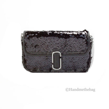 Marc Jacobs The Mini J Marc Black Sequined Leather Shoulder Bag