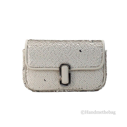 Marc Jacobs The Mini J Marc Cream Sequined Leather Shoulder Bag