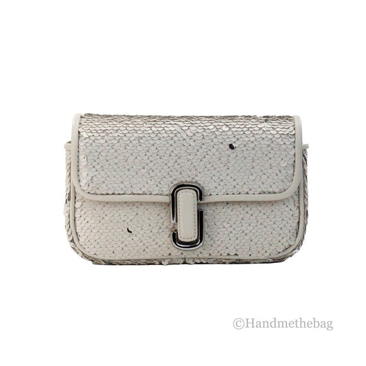 Marc Jacobs The Mini J Marc Cream Sequined Leather Shoulder Bag