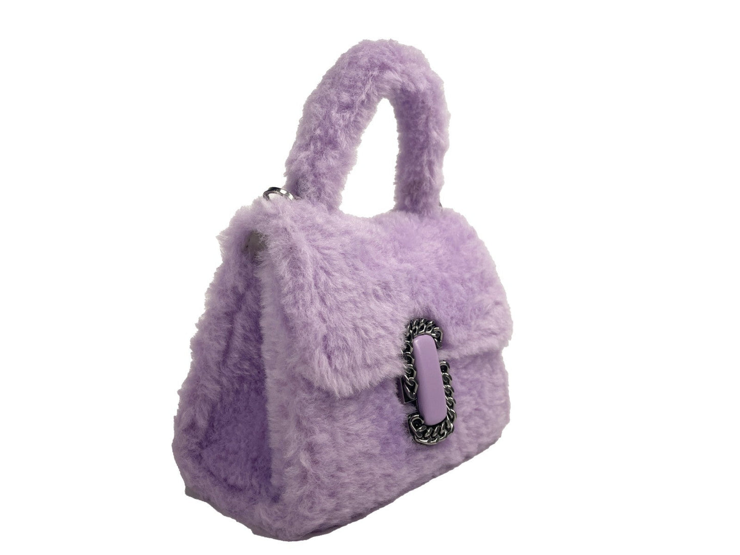 Marc Jacobs The St. Marc Mini Top Handle Lilac Faux Fur Satchel