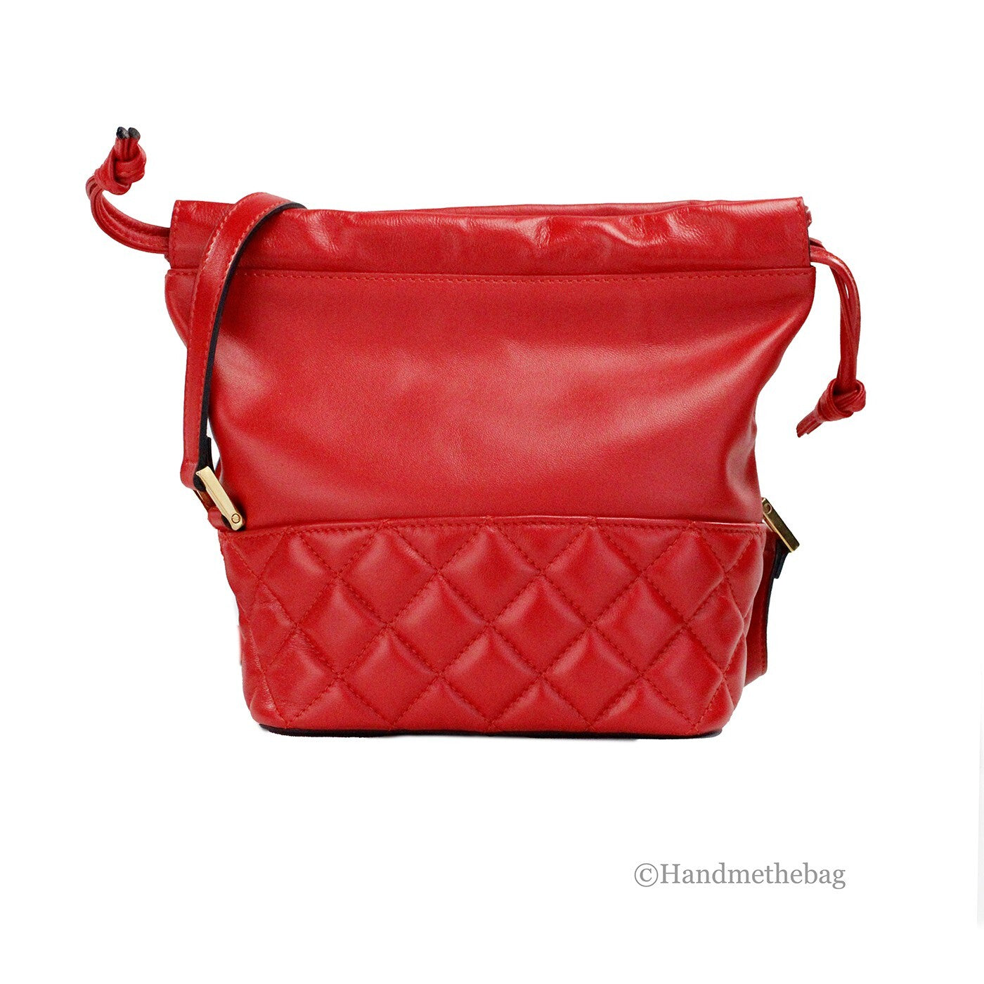 Versace Medusa Red Quilted Leather Drawstring Shoulder Bag