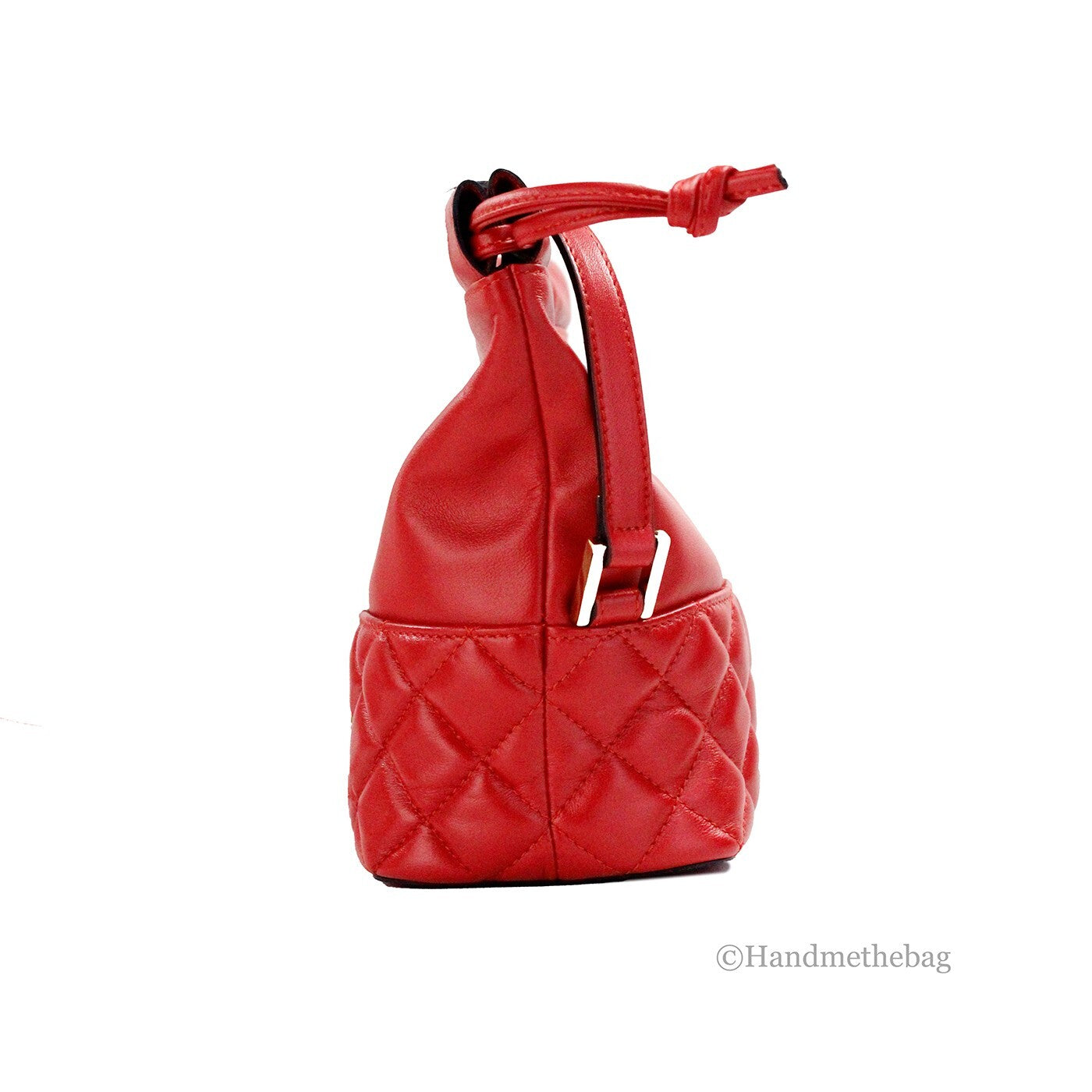 Versace Medusa Red Quilted Leather Drawstring Shoulder Bag