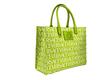 Versace Medusa Green Canvas Large Tote Bag