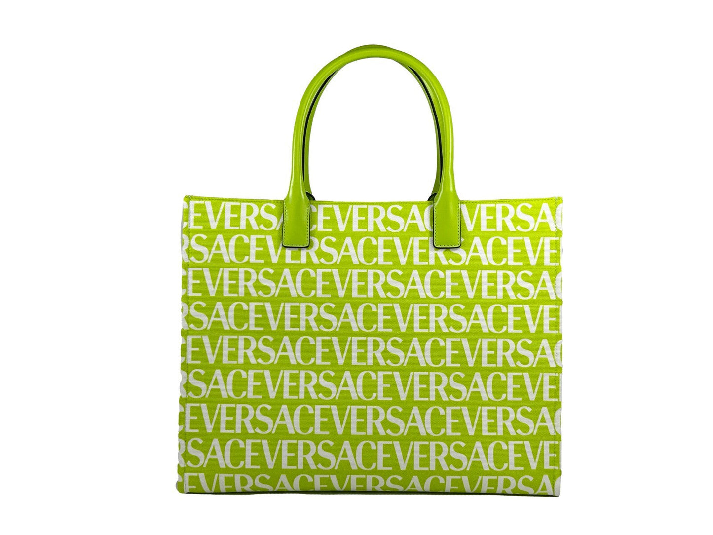 Versace Medusa Green Canvas Large Tote Bag