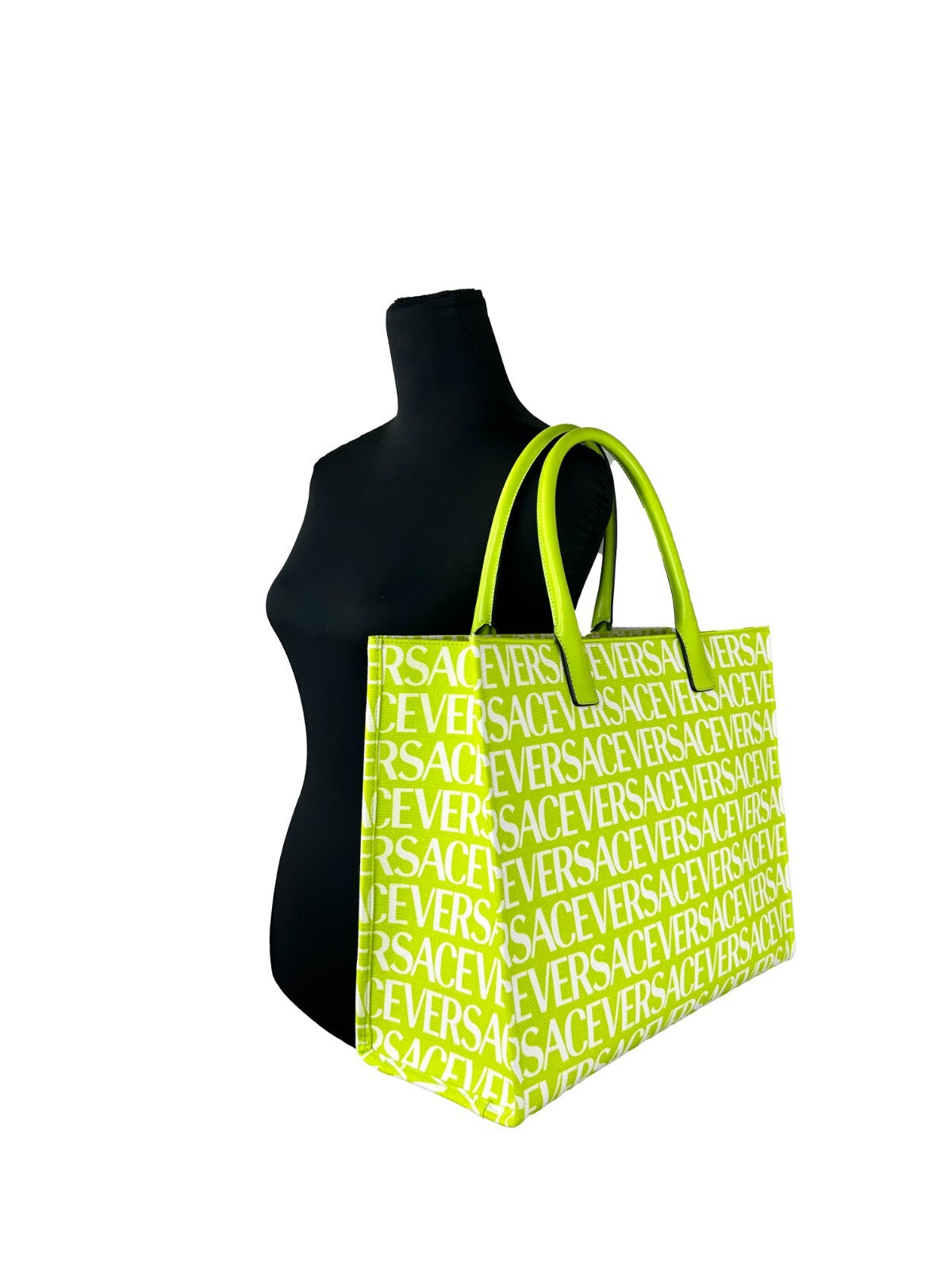 Versace Medusa Green Canvas Large Tote Bag
