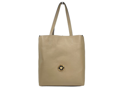 Versace Medusa Taupe Leather Large Tote Bag