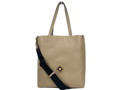 Versace Medusa Taupe Leather Large Tote Bag
