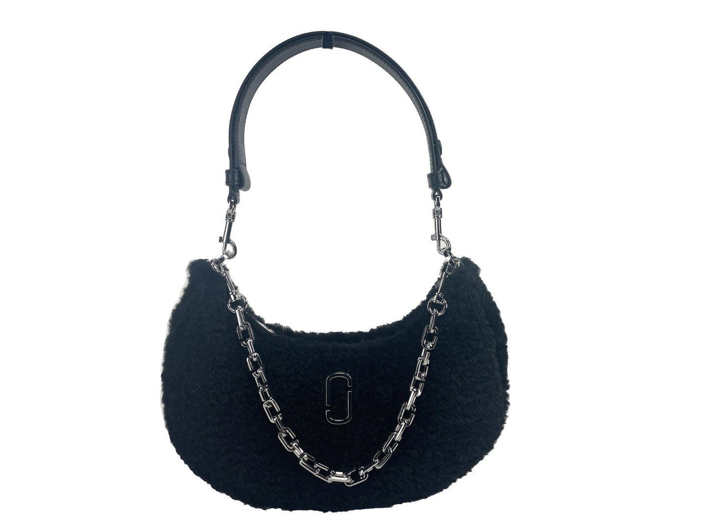 Marc Jacobs The Teddy Curve Bag Black Faux Shearling Shoulder Bag