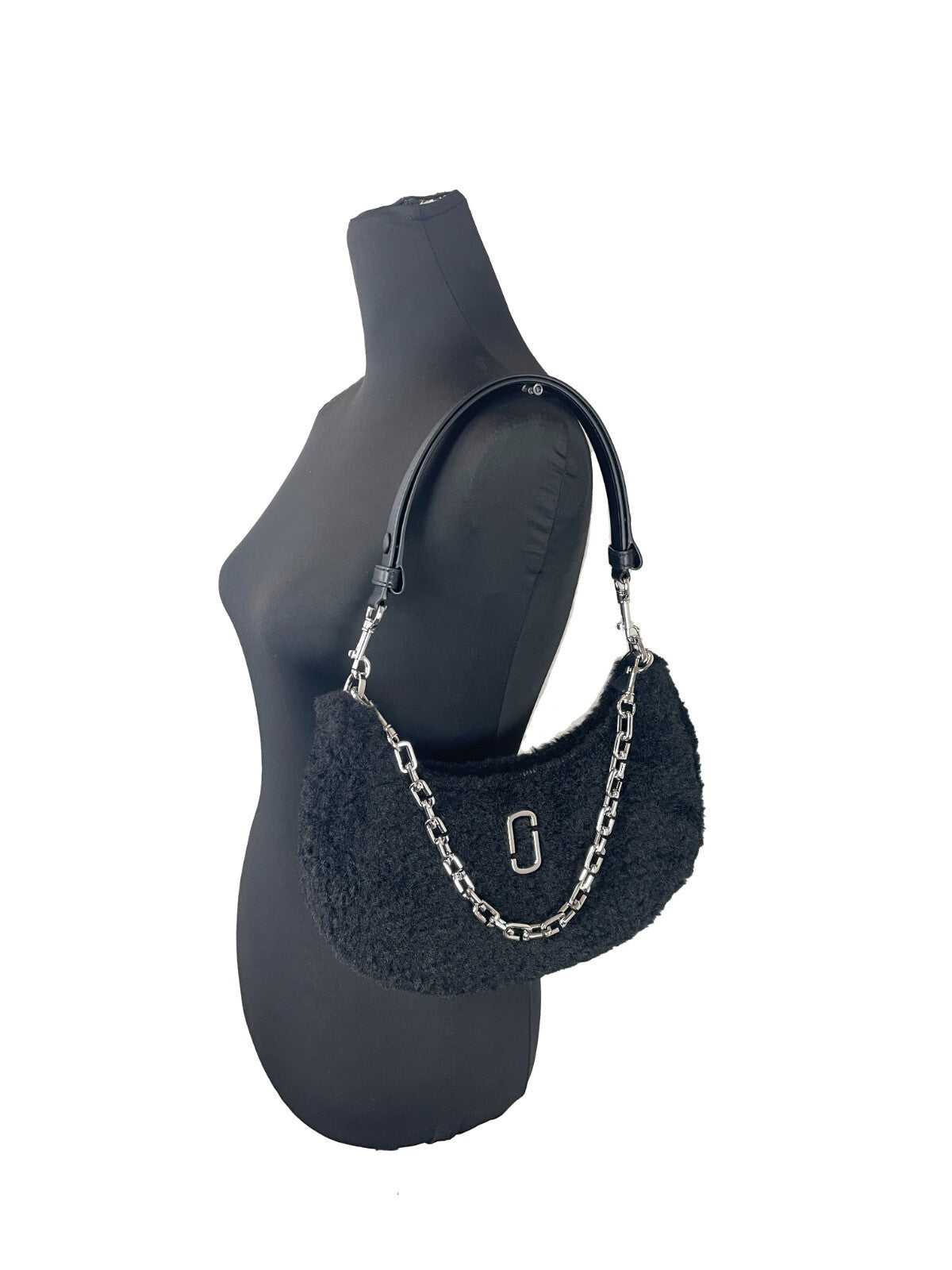 Marc Jacobs The Teddy Curve Bag Black Faux Shearling Shoulder Bag