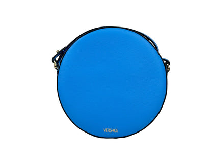 Versace Medusa Blue Pebbled Leather Disco Camera Bag