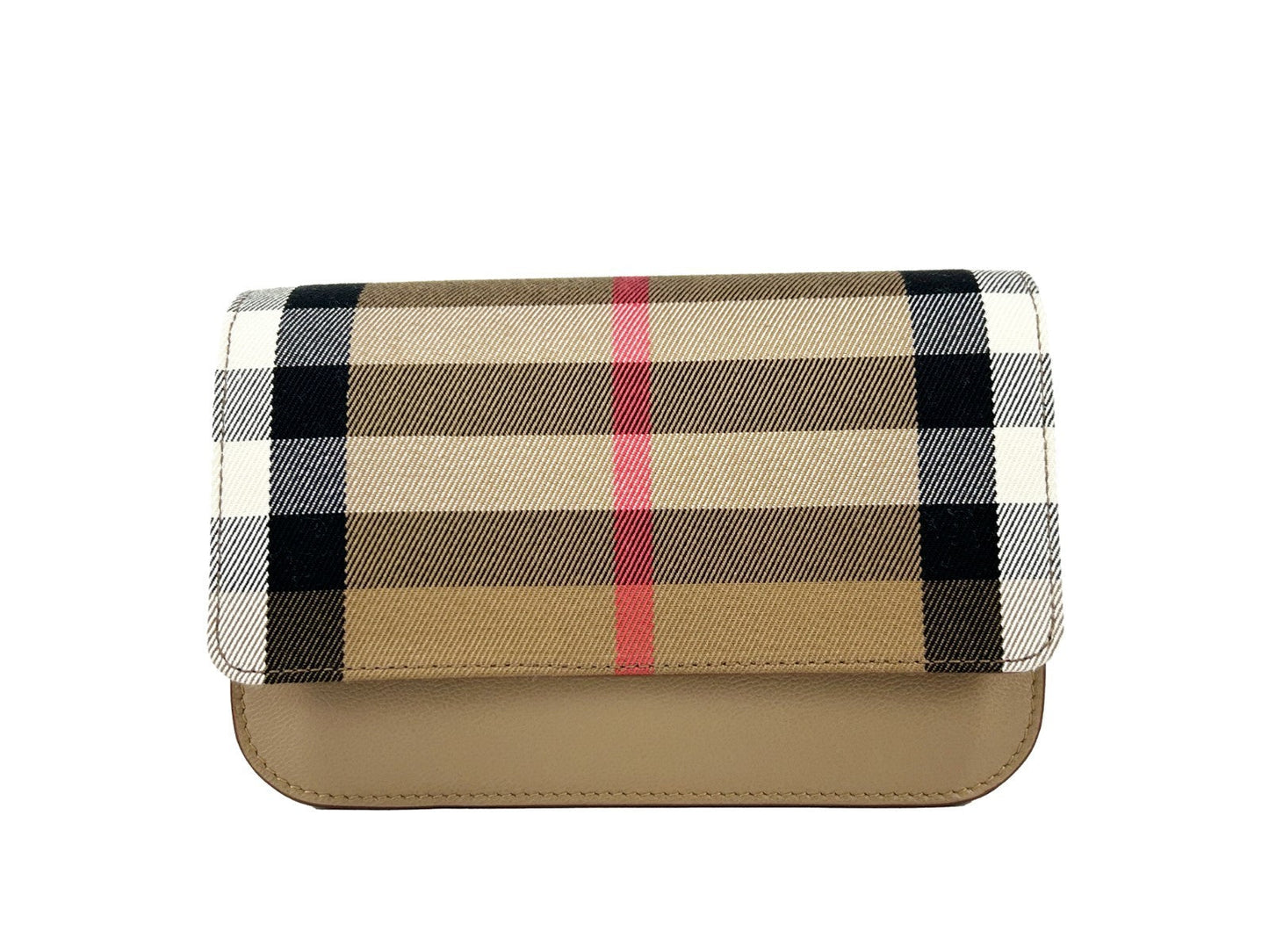 Burberry Madison Small Chestnut House Check Canvas and Leather Crossbody Bag