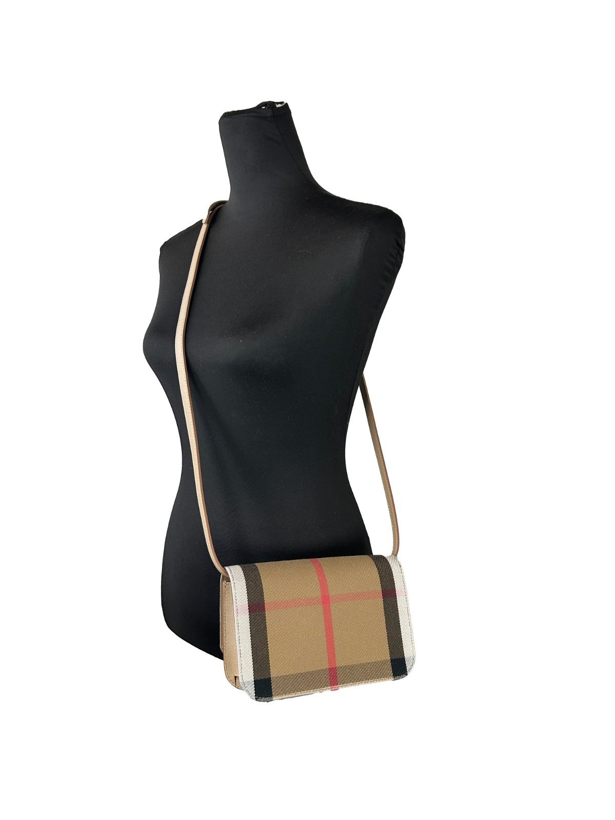 Burberry Madison Small Chestnut House Check Canvas and Leather Crossbody Bag