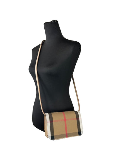 Burberry Madison Small Chestnut House Check Canvas and Leather Crossbody Bag