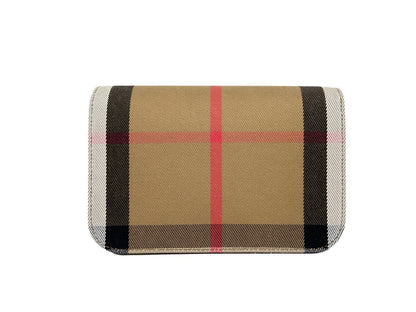 Burberry Madison Small Chestnut House Check Canvas and Leather Crossbody Bag