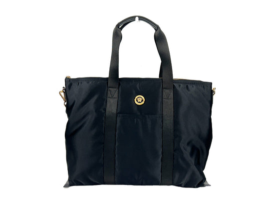 Versace La Medusa Large Black Nylon Tote Bag