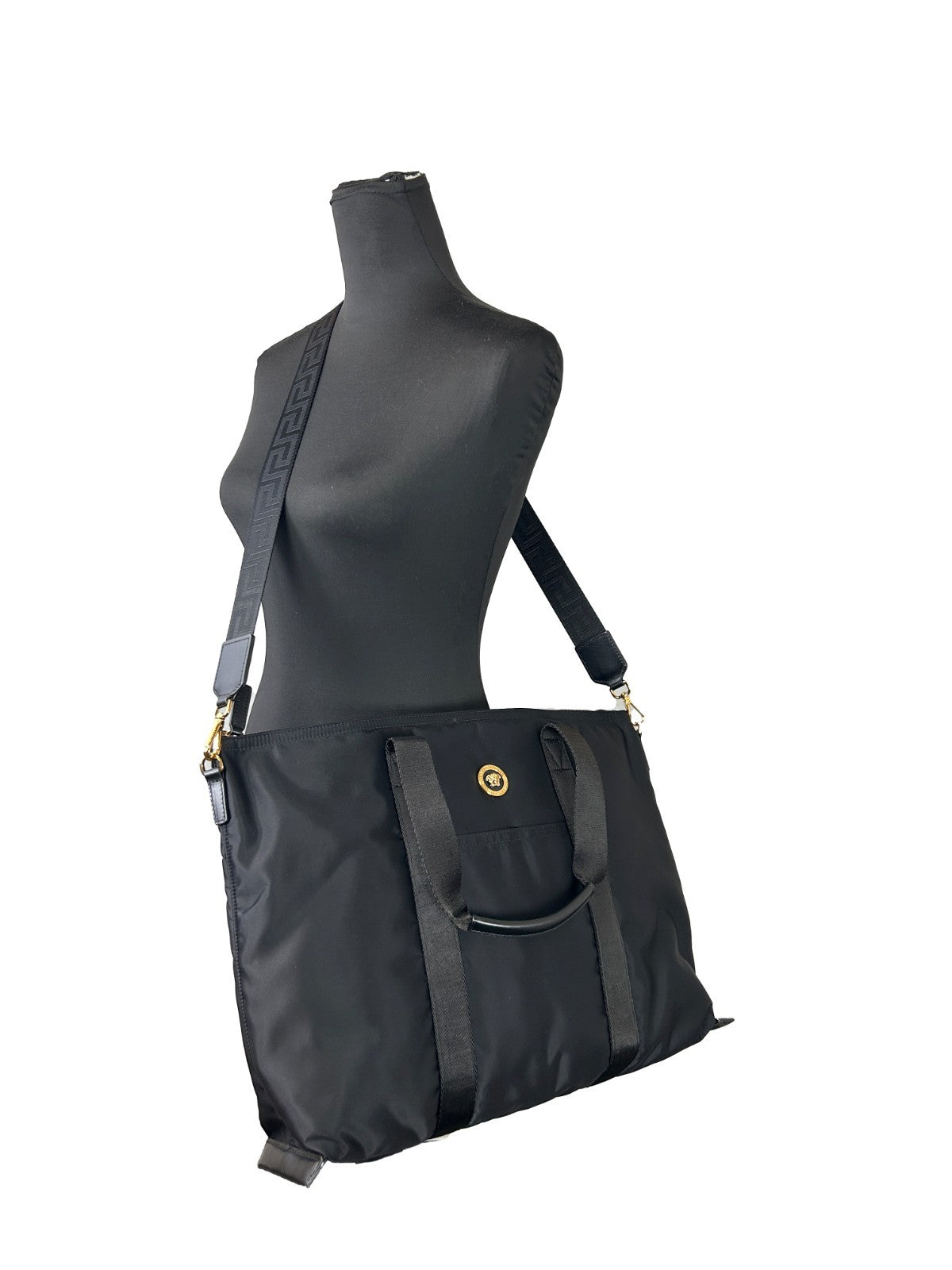 Versace La Medusa Black Nylon Tote Bag