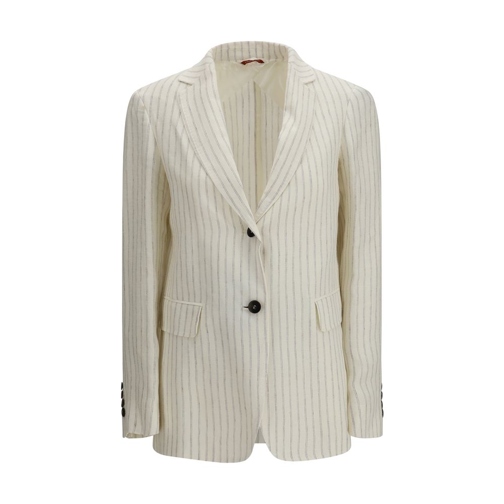 Max Mara Studio Ivory Pinstripe Linen Blazer