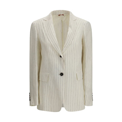 Max Mara Studio Ivory Pinstripe Linen Blazer