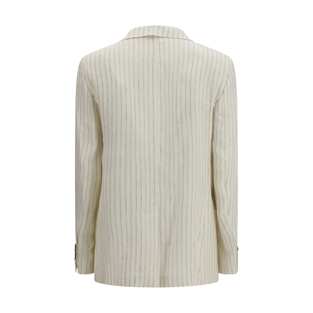 Max Mara Studio Ivory Pinstripe Linen Blazer