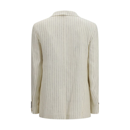 Max Mara Studio Ivory Pinstripe Linen Blazer
