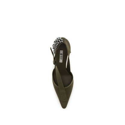 Bicolor Cotton High Heel Pumps