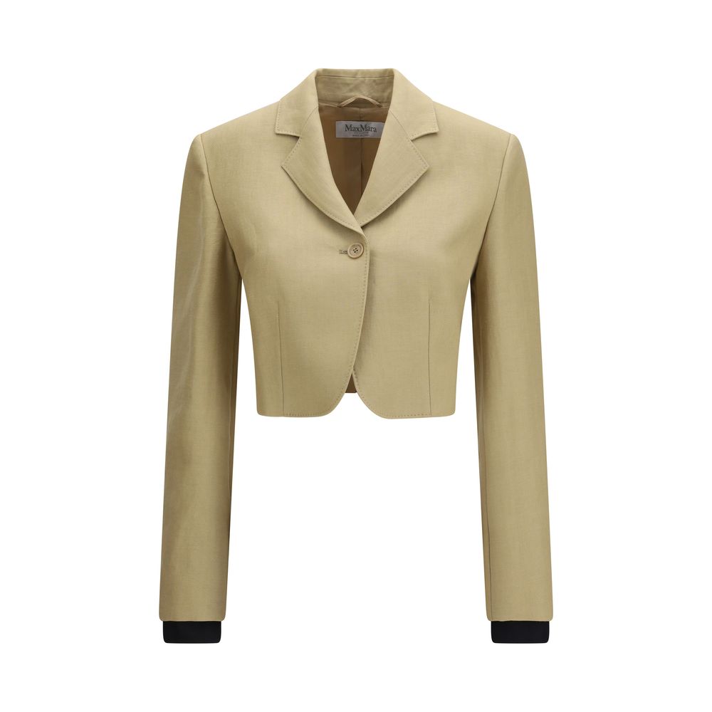 Max Mara Buono Beige Linen Cropped Jacket