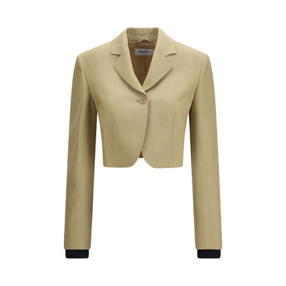 Max Mara Buono Beige Linen Cropped Jacket