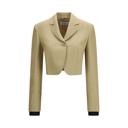 Max Mara Buono Beige Linen Cropped Jacket