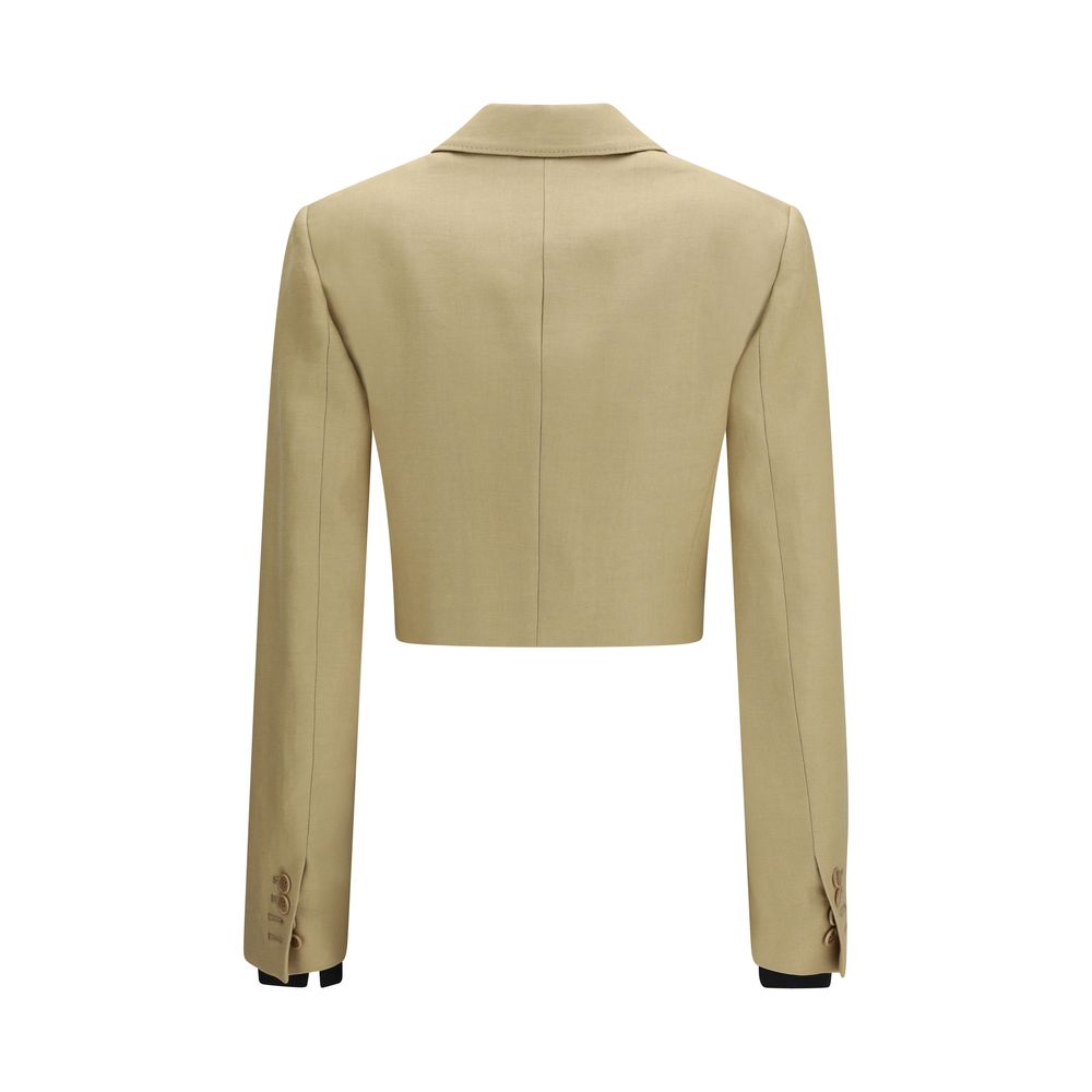 Max Mara Buono Beige Linen Cropped Jacket