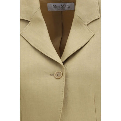 Max Mara Buono Beige Linen Cropped Jacket