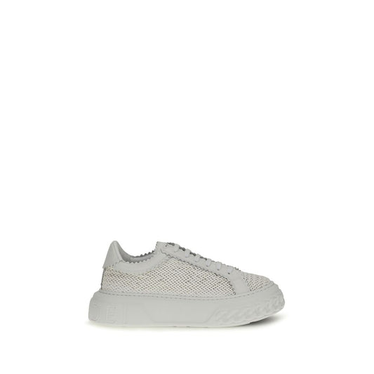 Casadei Hanoi White Woven Leather Chunky Sneakers