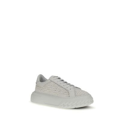 Casadei Hanoi White Woven Leather Chunky Sneakers