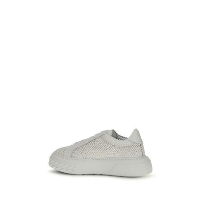 Casadei Hanoi White Woven Leather Chunky Sneakers