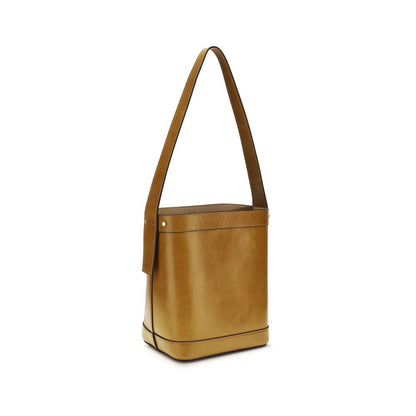 Versace Pivot Brown Leather Bucket Bag