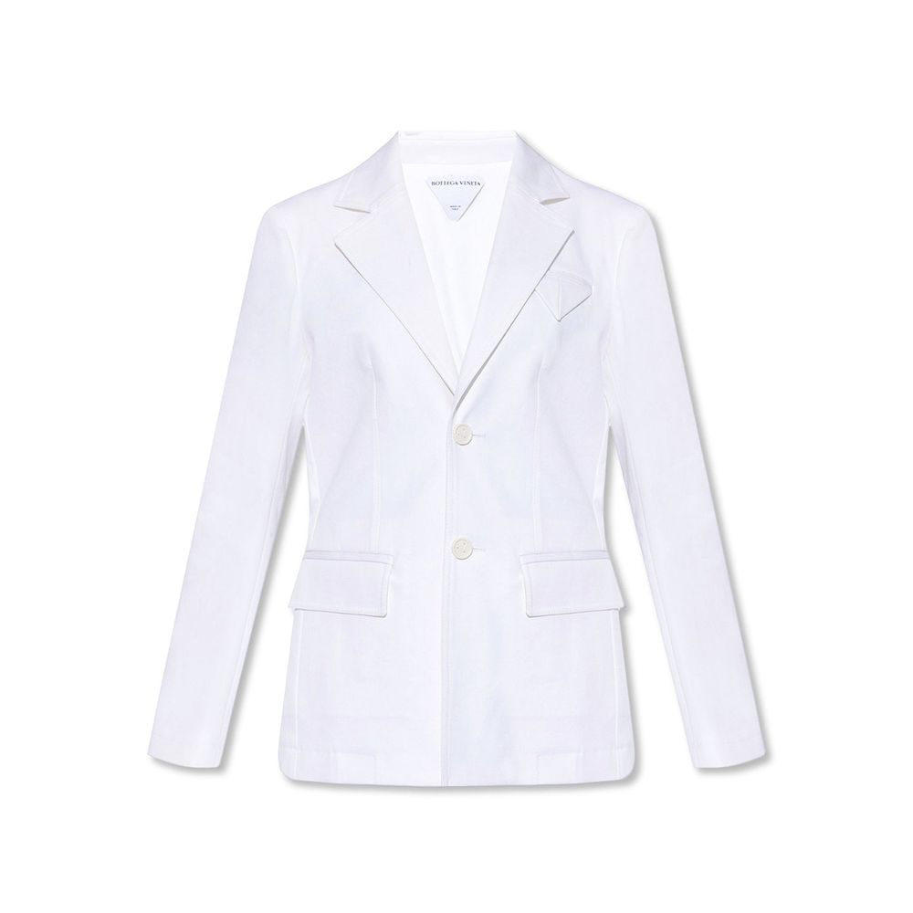Bottega Veneta White Cotton Shirt-Collar Jacket