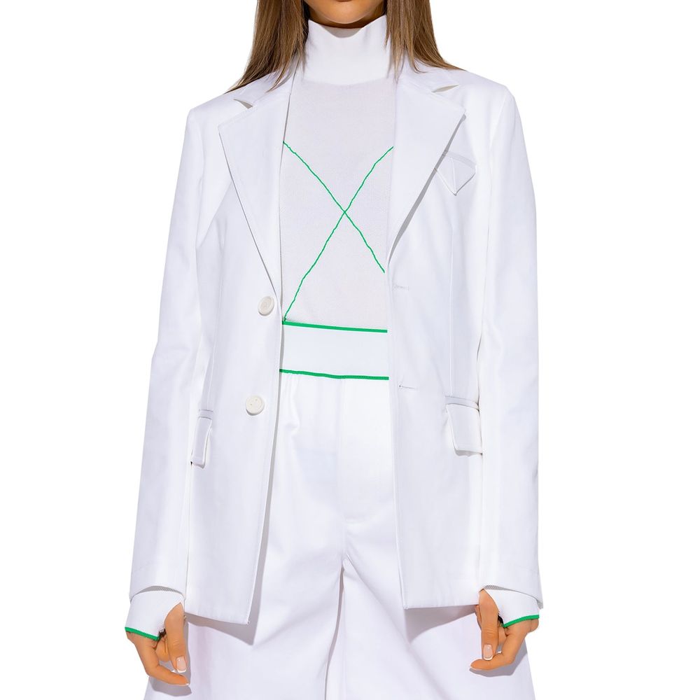 Bottega Veneta White Cotton Shirt-Collar Jacket