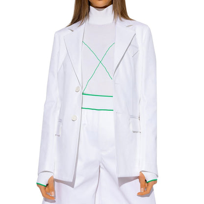 Bottega Veneta White Cotton Shirt-Collar Jacket