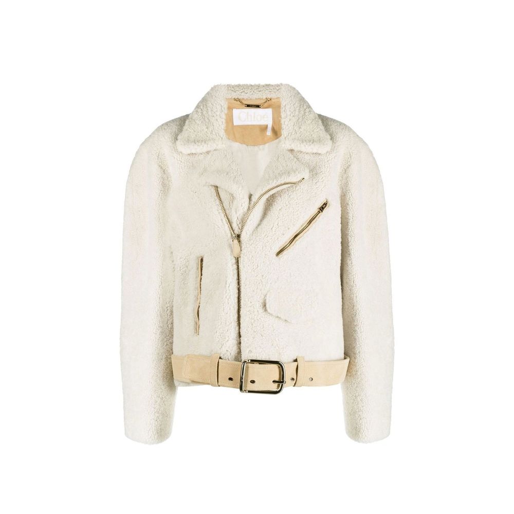Chloé Beige Belted Biker Jacket