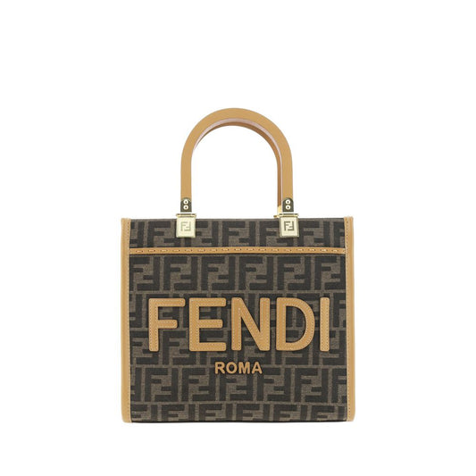 Fendi Sunshine Mini Brown FF Jacquard Fabric Tote Bag