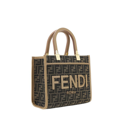 Fendi Sunshine Mini Brown FF Jacquard Fabric Tote Bag
